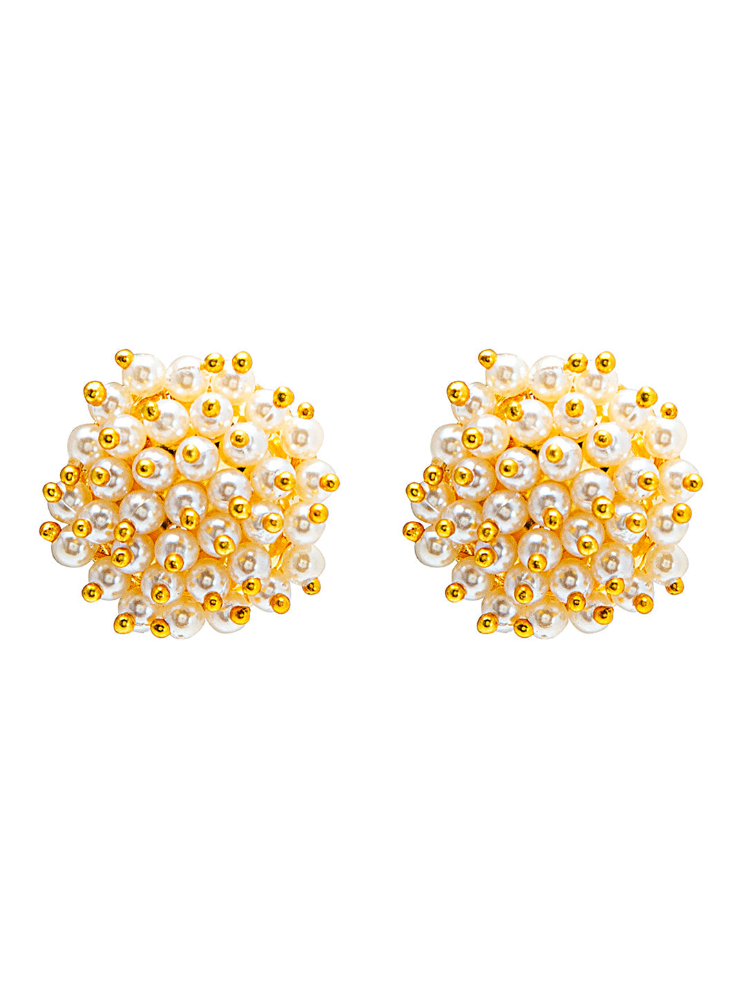 Detachable 16mm champagne pearl earrings with golden tops -